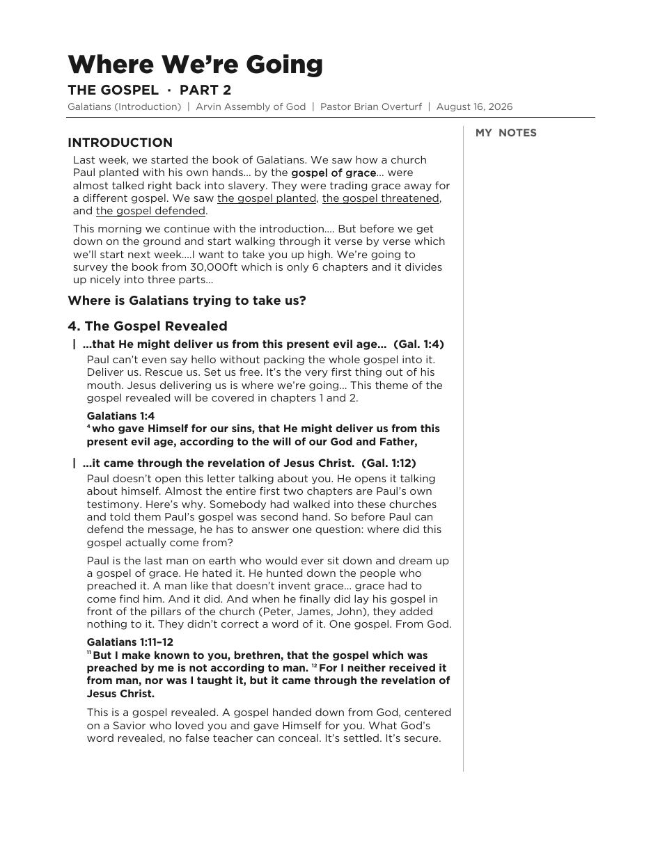 Read the sermon notes, page 1 of 3