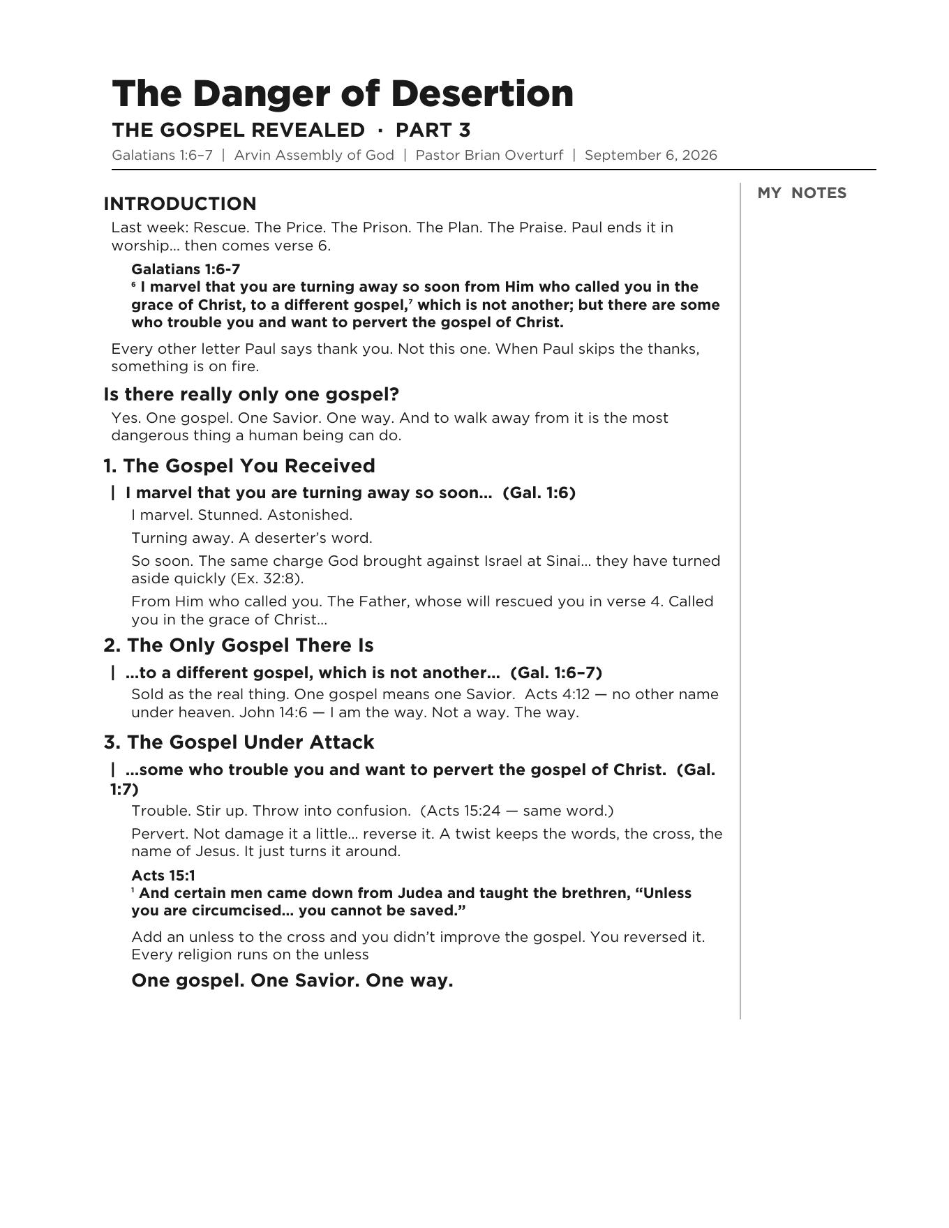 Read the sermon notes, page 1 of 1