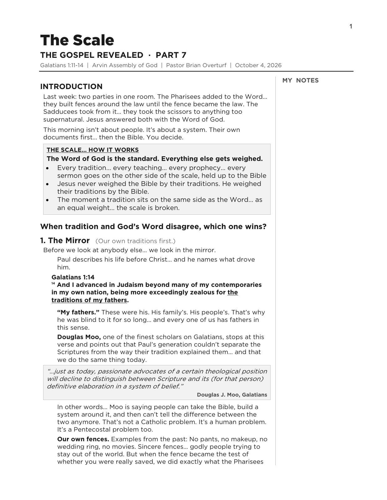 Read the sermon notes, page 1 of 8
